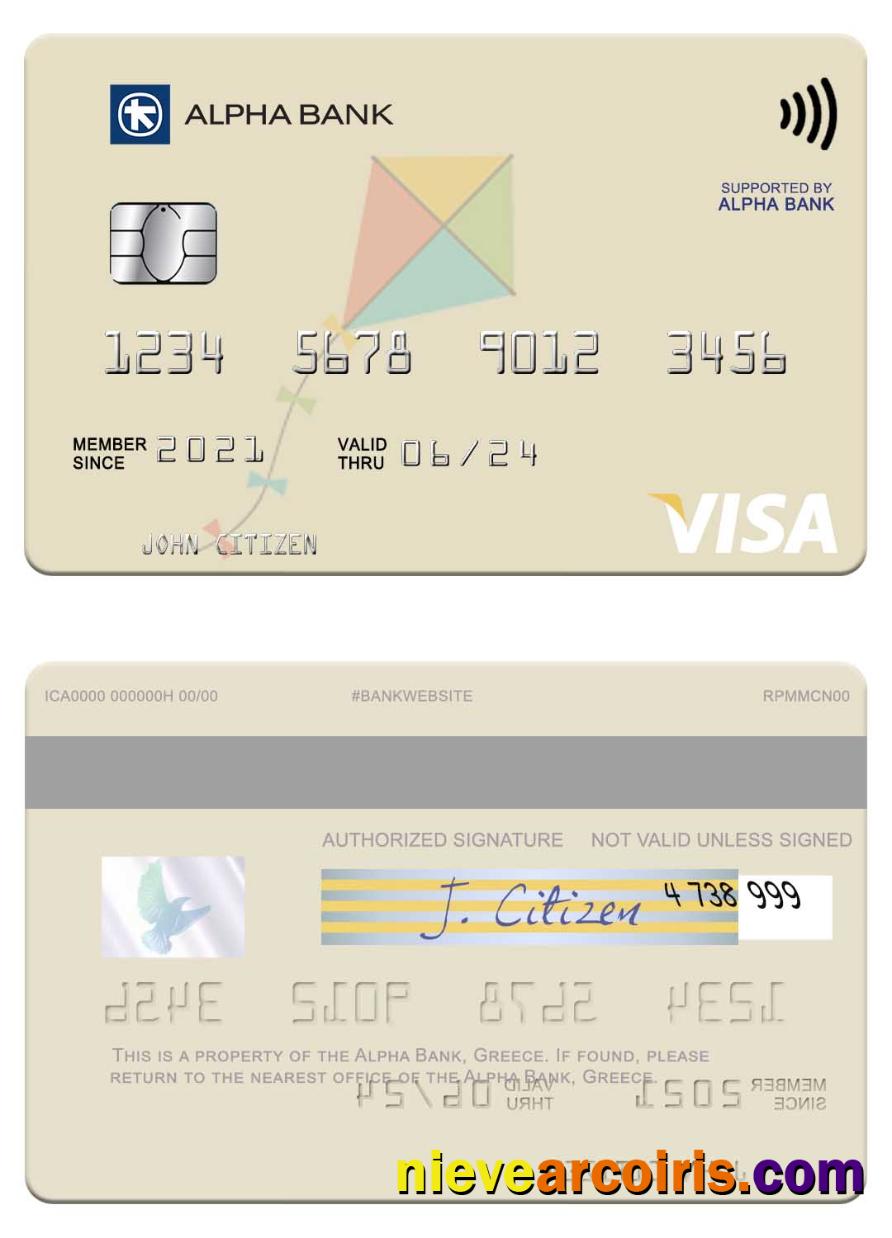 Alpha Bank Greece visa card
